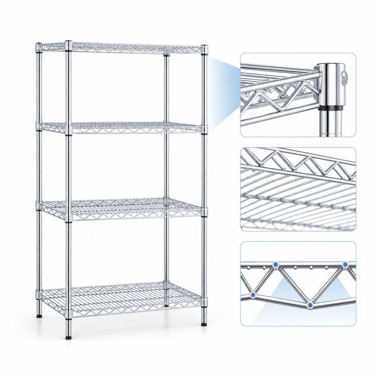 Product image #3 for Eagle Group 4-Tier Wire Shelving Starter Unit, 24 x 21 x 74 Inches, Chrome-Plated