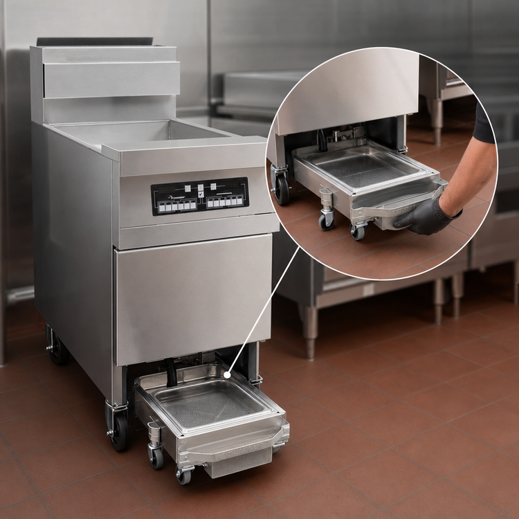 Product image #3 for Frymaster Decathlon HD Series High Efficiency Tube-Type Gas Floor Fryer with Built-In Filtration, 80 lb. Capacity