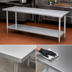 Thumbnail image #3 for Duke Manufacturing 314-36120 120 x 30-Inch Stainless Steel Work Table, 14-Gauge Top, Galvanized Undershelf, Flat Top