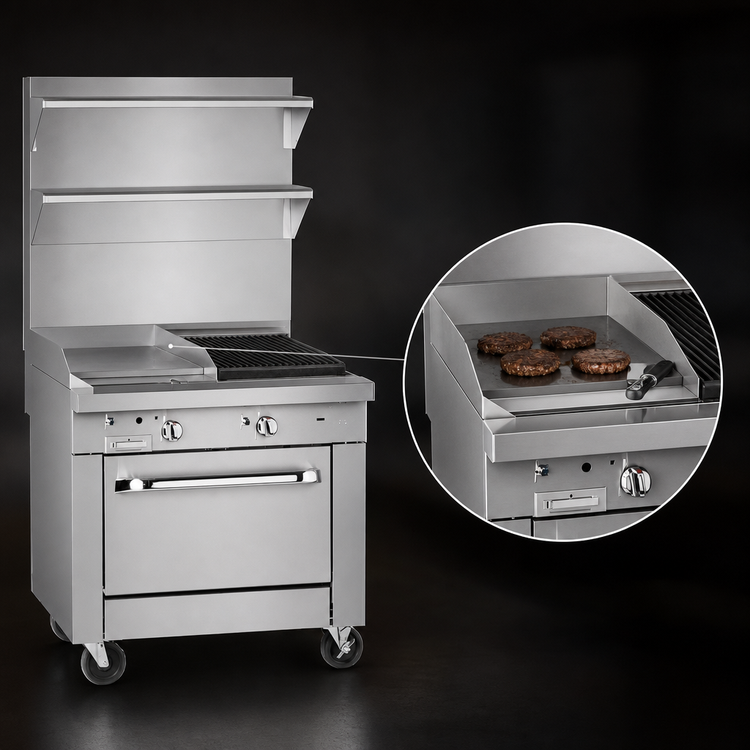 Product image #3 for Southbend Platinum 36-Inch Heavy Duty Gas Range with 24-Inch Griddle, 12-Inch Charbroiler, and Standard Oven