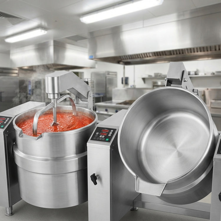 Product image #2 for Crown DLTM-100-2 Twin 100-Gallon Direct Steam Tilting Mixer Kettle