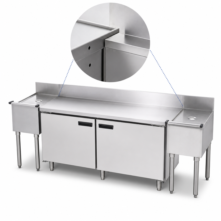 Product image #3 for Eagle 1800 Series Underbar Side-to-Side Modular Add-On Workboard, 12"W x 20"D, 304 Stainless Steel