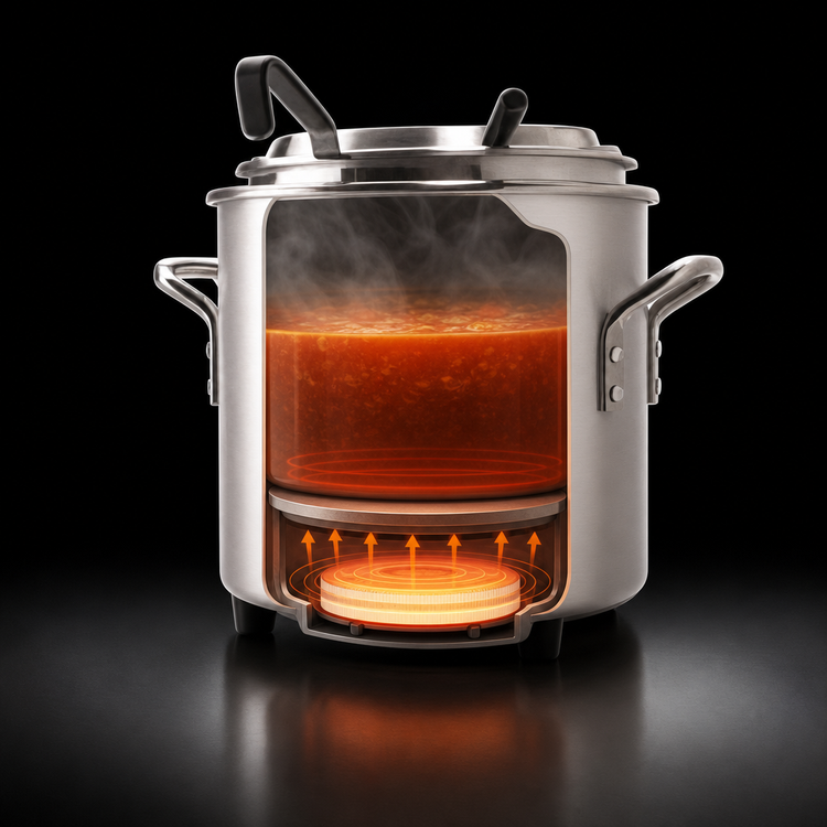 Product image #3 for Vollrath Cayenne® Retro Stock Pot Kettle 7-Quart Countertop Rethermalizer, Natural Finish