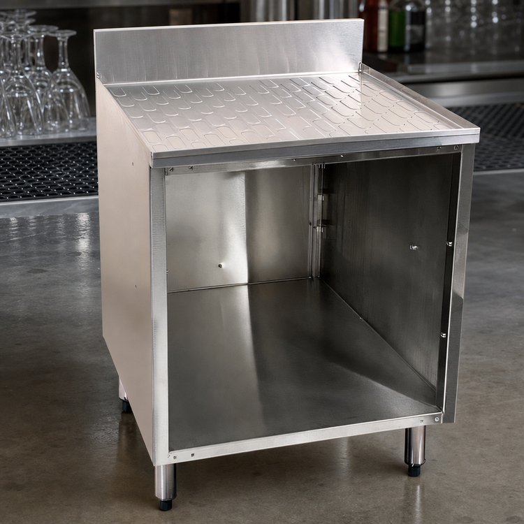Product image #3 for Choice by Glastender 30-Inch Open Front Stainless Steel Underbar Drainboard Cabinet, 19-Inch Deep