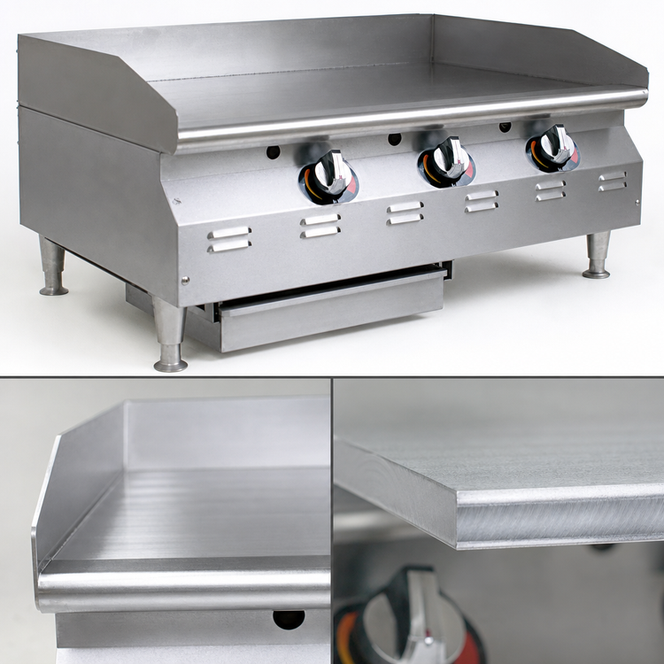 Product image #3 for RedHots Chef's Line 48 Inch Countertop Natural Gas Griddle with Thermostatic Controls