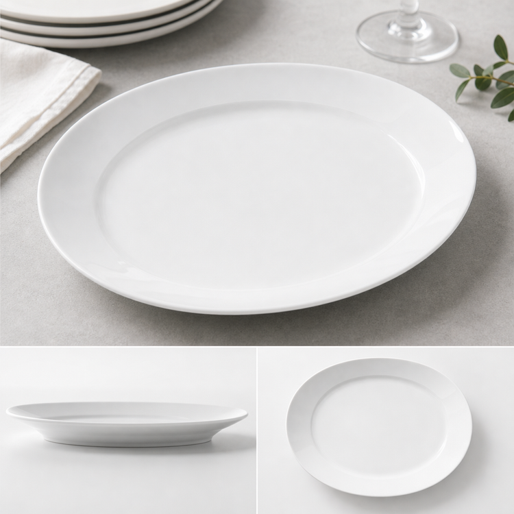Product image #3 for Brechia Oval Coupe Porcelain Platter, 12-1/2 x 9 x 1-3/4 Inch, White