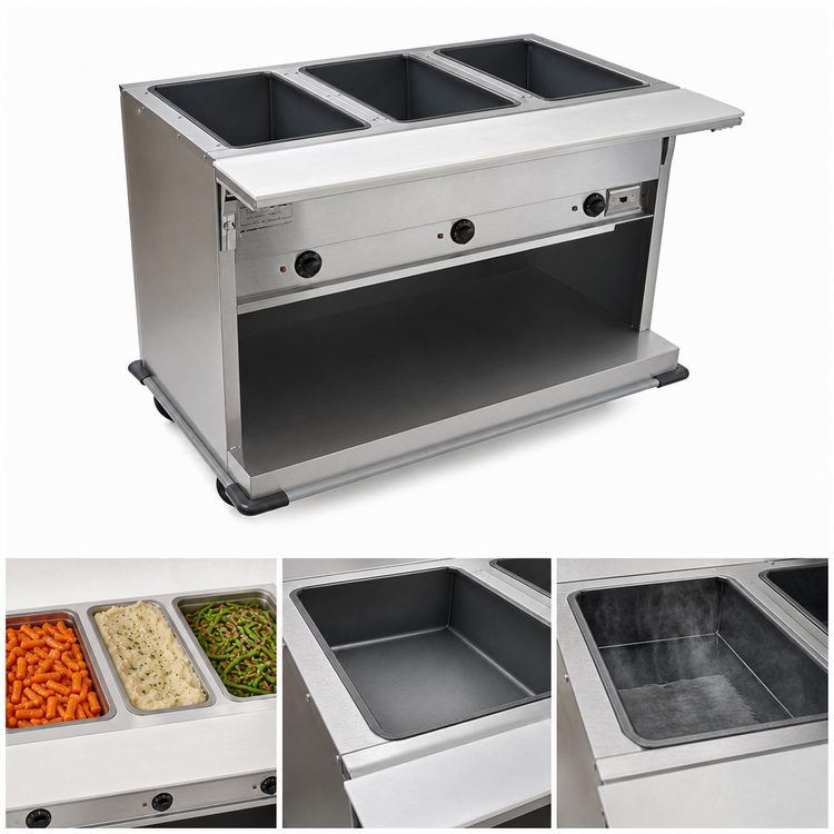 Product image #3 for Spec-Master PHT3OB-208-3 Portable Electric Hot Food Table with 3 Wells