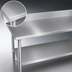Thumbnail image #3 for Duke 84-Inch x 36-Inch 16-Gauge 300 Series Stainless Steel Work Table with 5-Inch Riser, Stainless Undershelf, and Posts