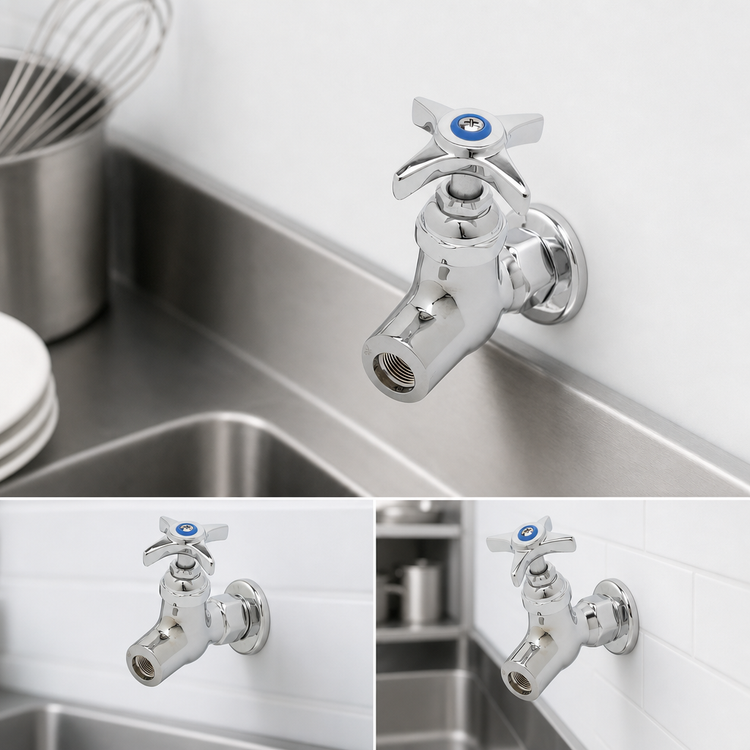 Product image #3 for T&S Brass Wall-Mounted Single-Temperature Pantry Faucet with 4-Arm Handle, Low Lead