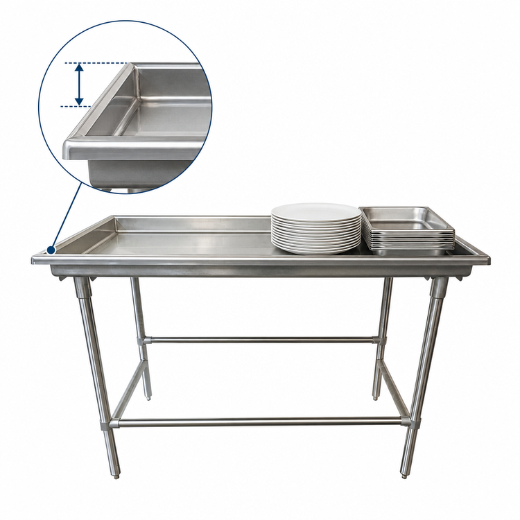 Product image #3 for Advance Tabco SR-48 Stainless Steel Sorting Table with 3-Inch Raised Edge, 48 x 30 Inches