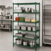 Thumbnail image #3 for Steel Works Stainless Heavy Duty 5-Tier Stationary Wire Shelving Unit, 60 x 14 x 84 Inches, Green Epoxy