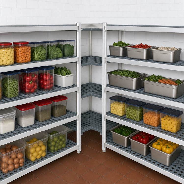 Product image #3 for Fermostock 4-Tier Corner Expansion Polymer Shelving Unit, 42" W x 14" D x 66" H