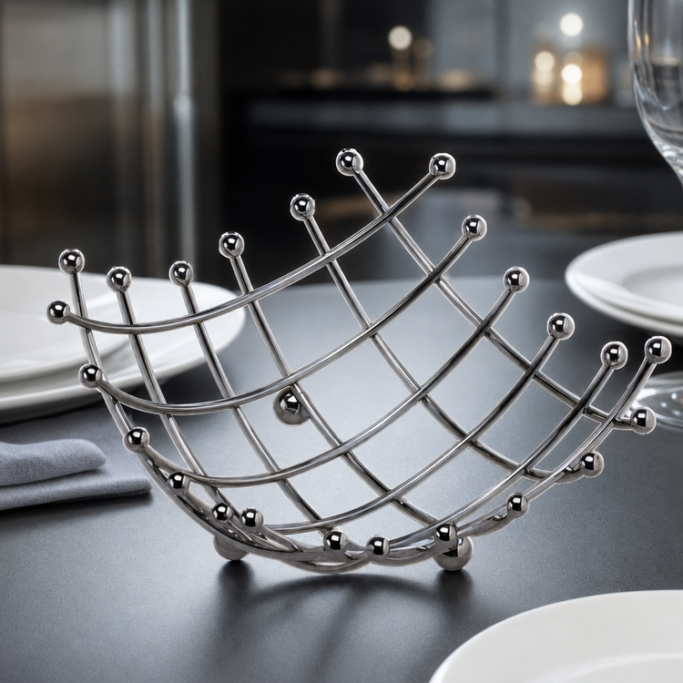 Product image #3 for American Metalcraft Space/Time Continuum Checker Chrome Serving Basket, 8 Inch Square
