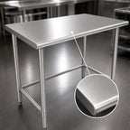 Thumbnail image #3 for Eagle Group Budget Series T2460STB 60-Inch x 24-Inch Flat-Top 430 Stainless Steel Work Table with Open Tubular Base