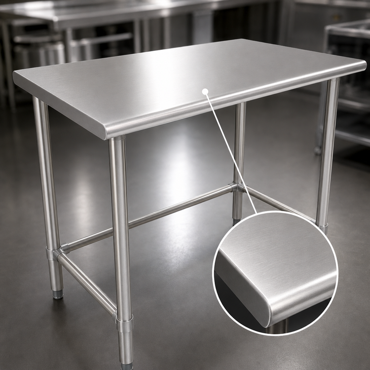 Product image #3 for Eagle Group Budget Series 60-Inch x 24-Inch Flat Top 430 Stainless Steel Work Table with Tubular Base
