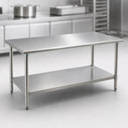 Thumbnail image #3 for Eagle Group Budget Series T2460SB 60" x 24" 430 Stainless Steel Work Table with Adjustable Undershelf, Flat Top