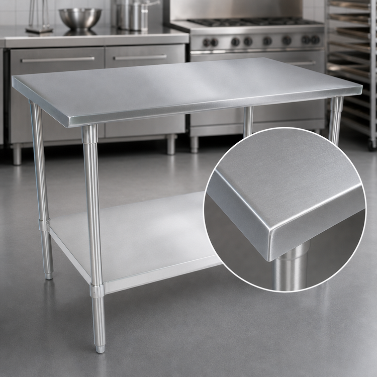 Product image #3 for John Boos Stallion 72-Inch x 30-Inch 14-Gauge Stainless Steel Top Work Table with Galvanized Base and Adjustable Undershelf