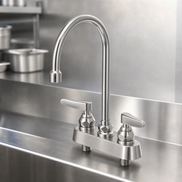 Product image #3 for EverSteel Stainless Steel 4-Inch Centers Deck Mount Workboard Mixing Faucet with 6-Inch Swivel Gooseneck and 2.2 GPM Aerator