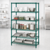 Thumbnail image #3 for Quantum Stationary Wire Shelving Starter Kit, 36 x 36 x 86 Inches, 5 Shelves, Green Epoxy Antimicrobial Finish