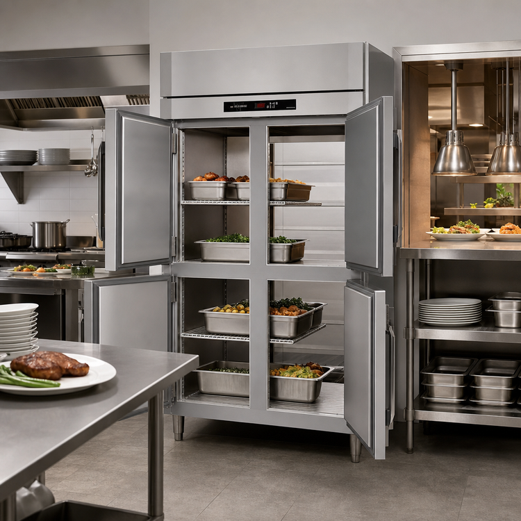 Product image #3 for Victory UltraSpec 2-Section Pass-Thru Heated Holding Cabinet, 46.5 Cu. Ft., Solid Half Doors