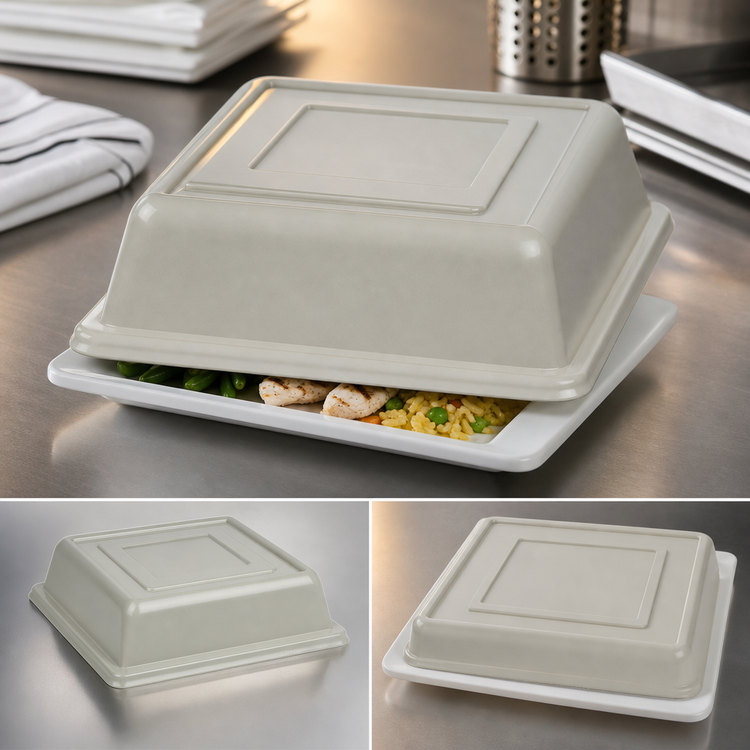 Product image #4 for Cambro Versa Camcover Square Fiberglass Plate Cover, 8-5/8 Inch Inside, No Vent Hole, Antique Parchment