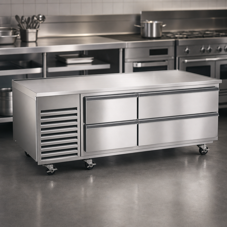 Product image #4 for Vulcan Achiever 84-Inch Self-Contained Refrigerated Base with 4 Drawers and Marine Top