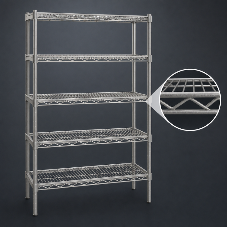 Product image #3 for Valu-Master 5-Tier Wire Starter Shelving Unit with QuadTruss Shelves, 60 W x 24 D x 86 H, Pewter Gray Epoxy