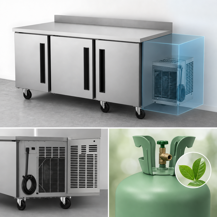 Product image #3 for Centerline CLUC-72F-SD-WTLLL 72" Three-Section Worktop Freezer with Left-Hinged Solid Doors
