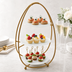 Thumbnail image #3 for American Metalcraft Oval Three-Tier Gold Buffet Stand with Frosted Glass Plates