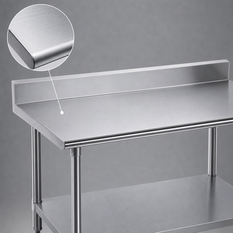 Product image #3 for Advance Tabco KLG-305 Stainless Steel Work Table with 5-Inch Backsplash and Galvanized Undershelf, 60 x 30 Inches