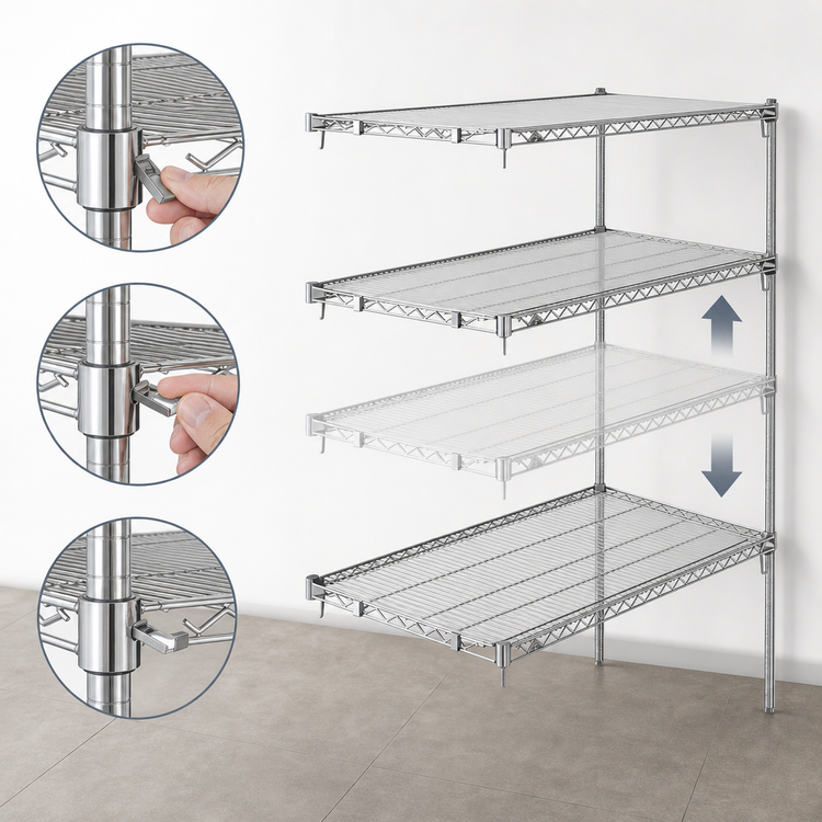 Product image #3 for Metro Super Erecta Super Adjustable Add-On Wire Shelving Unit, 42W x 24D x 63H, Chrome Plated, 4 Shelves