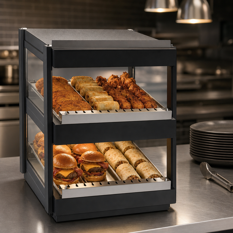 Product image #3 for Nemco 24-Inch Countertop Heated Shelf Merchandiser with Dual Slanted Shelves