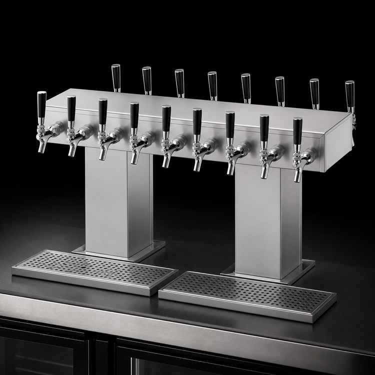 Product image #3 for Perlick 24-Faucet Back-to-Back Bridge Tee Countertop Glycol-Cooled Draft Beer Tower
