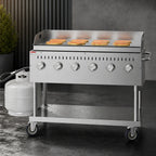 Thumbnail image #3 for Koolmore CGKIT4-48G Mobile 48-Inch Commercial Propane Charbroiler with Griddle, 6 Burners, 304 Stainless Steel