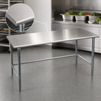 Thumbnail image #3 for Eagle Group BlendPort® BPT-2448GTB 48" x 24" 430 Stainless Steel Work Table with Rolled Rim and Galvanized Open Base