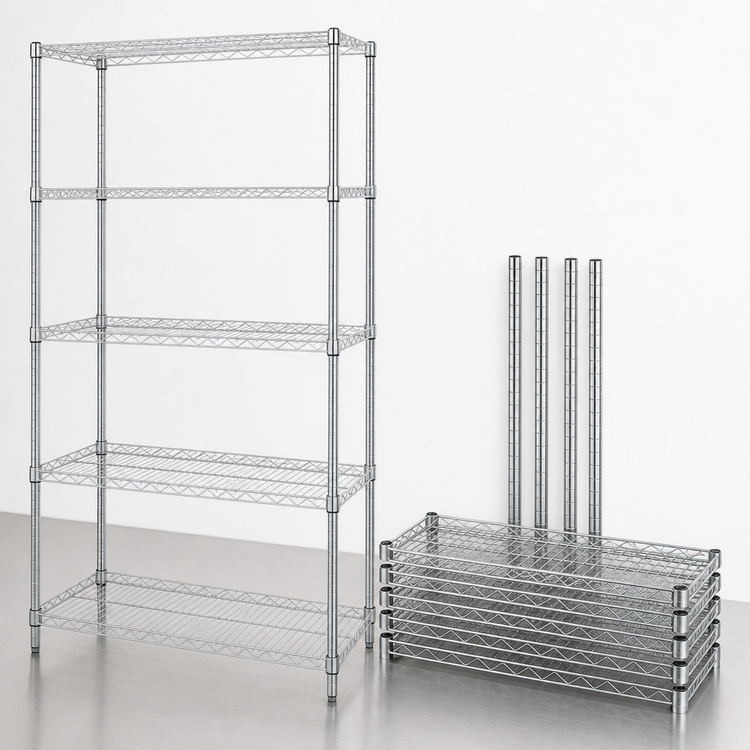 Product image #3 for Quantum WR54-1836C-5 Chrome Wire Shelving Starter Kit, 36 x 18 x 54 Inches