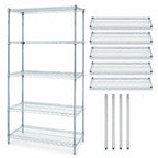 Thumbnail image #3 for Quantum WR74-1448S-5 Stationary Wire Shelving Starter Kit, 48" W x 14" D x 74" H, 5 Shelves, 304 Stainless Steel