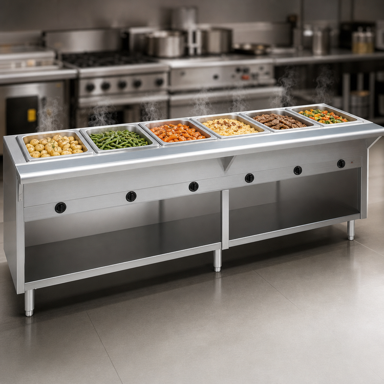 Product image #3 for Spec-Master HT6OB-LP 6-Pan Liquid Propane Hot Food Table with Enclosed Base