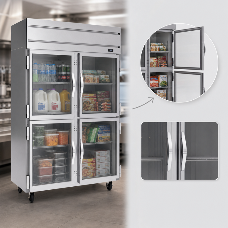 Product image #3 for Beverage-Air Horizon Series Two-Section Reach-In Freezer with 4 Half-Glass Doors