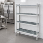 Thumbnail image #3 for Fermod Fermostock 4R35C71 4-Tier Perforated Starter Polymer Shelving Unit, 35W x 22D x 71H, Gray