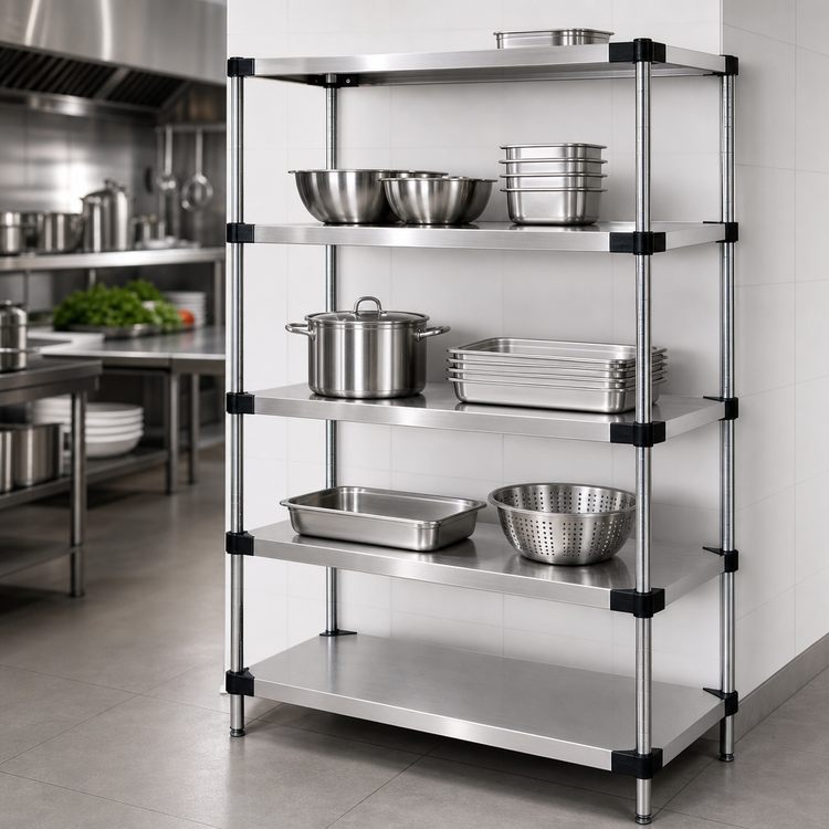 Product image #3 for Quantum Solid Stainless Steel Stationary Shelving Starter Kit, 36"W x 18"D x 86"H