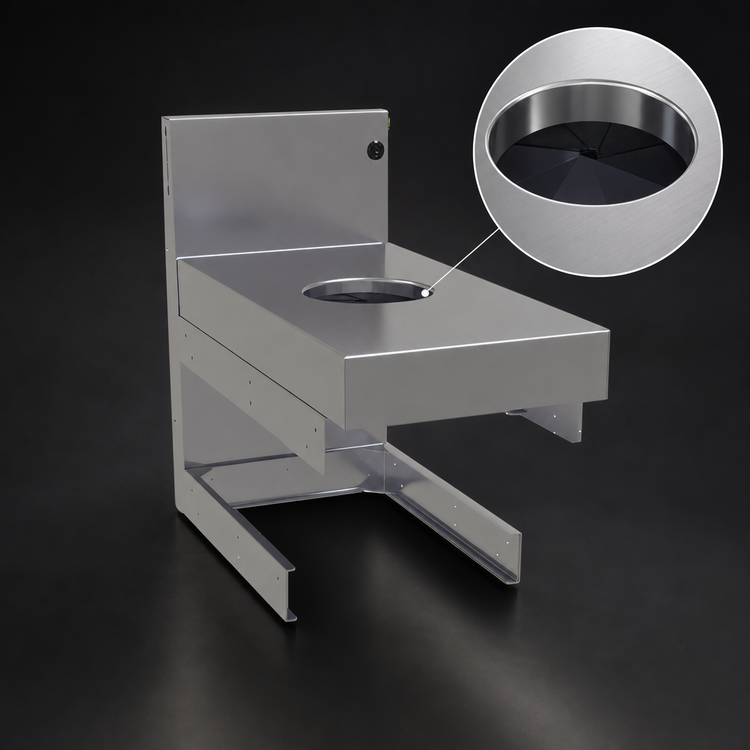 Product image #3 for Glastender Underbar Dry Waste Unit with 6-Inch Waste Chute, 12-Inch Wide x 24-Inch Deep