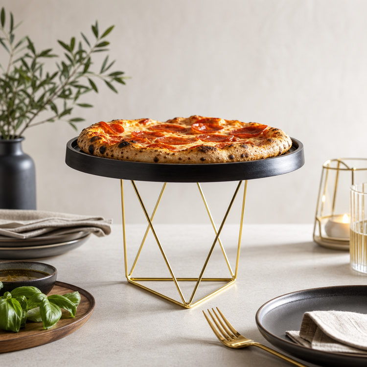 Product image #3 for American Metalcraft Geometric Gold Stainless Steel Pizza Stand, 7-Inch Tall