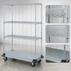 Thumbnail image #3 for Quantum MD2436CG46RE 4-Shelf Mobile Enclosure Wire Shelving Cart, 36 x 24 x 70 Inches, Chrome Plated