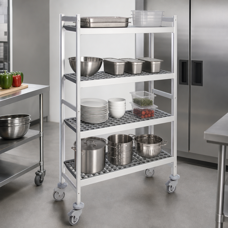 Product image #3 for Fermostock 4-Tier Mobile Polymer Shelving Unit, 35W x 18D x 71H