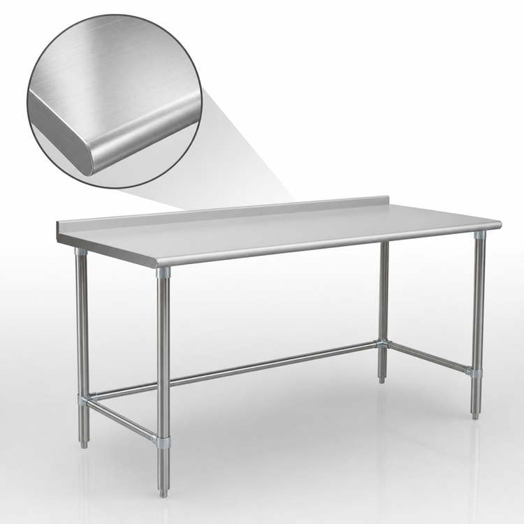 Product image #3 for BlendPort® Budget Series 48"W x 30"D Stainless Steel Work Table with Rear Upturn and Stainless Steel Tubular Base