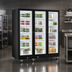 Thumbnail image #3 for Omcan Black 3-Section Glass Door Refrigerated Merchandiser, 53 Cu. Ft., 72-Inch Wide