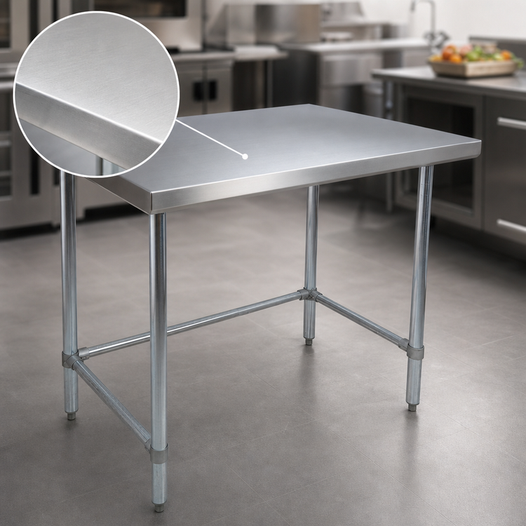 Product image #3 for BK Resources 72-Inch x 36-Inch Stainless Steel Flat Top Work Table, Open Base