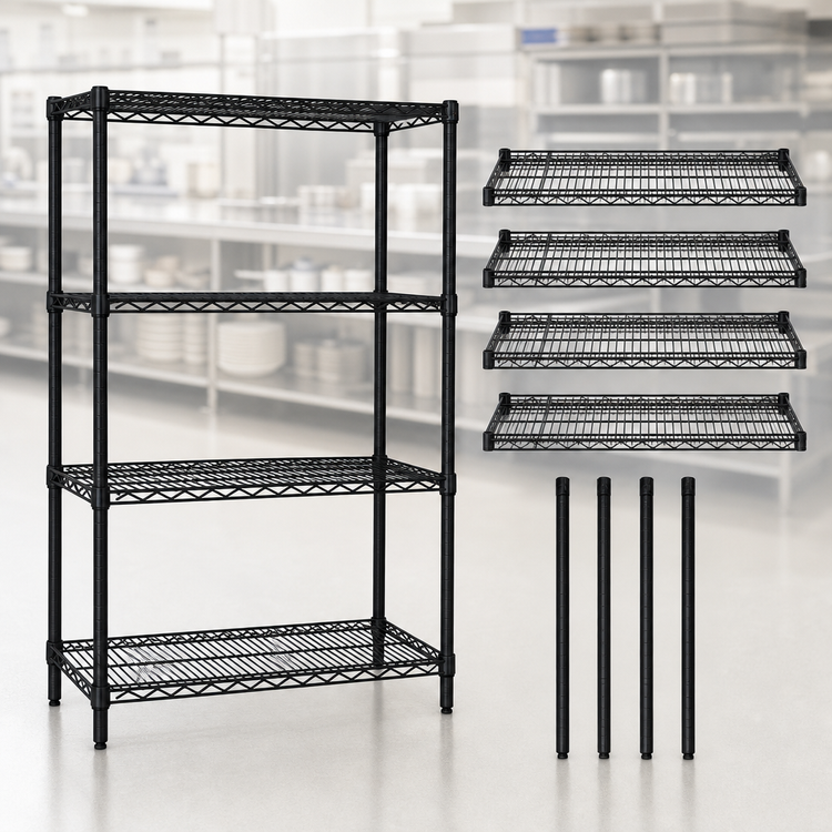 Product image #3 for Quantum 60 x 18 x 54 Inch Black Epoxy Antimicrobial Wire Shelving Starter Kit
