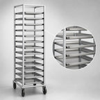 Thumbnail image #3 for Dinex DXPA72182620 Mobile Aluminum Pan Rack, Full-Height Open-Side, End-Loading, 20-Pan, 18 x 26-Inch, 3-Inch Centers